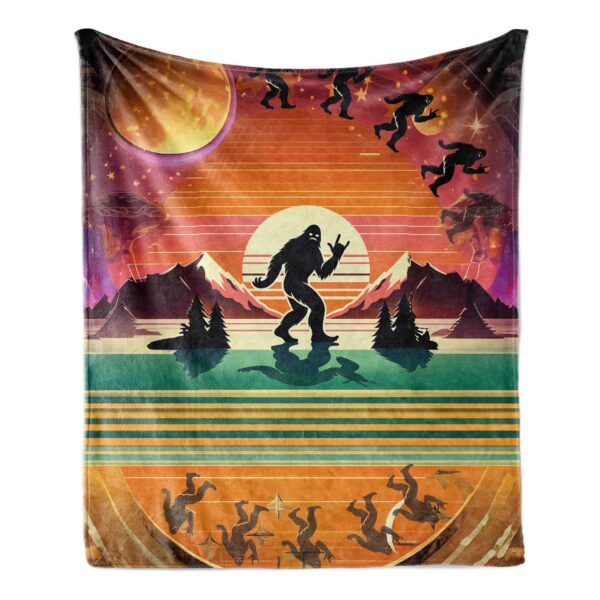Bigfoot Adventure Plush Blanket – Cozy 50" x 60" Throw with Retro Vibes