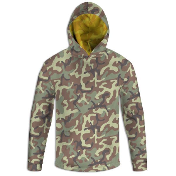 Green Camo Pullover Hoodie (Made in USA) — Handmade Cut & Sew + Sublimation