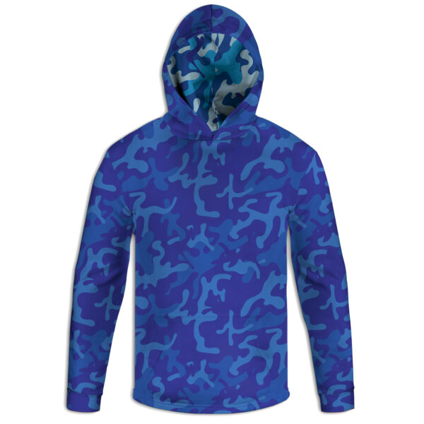 Blue Camo Unisex Pullover Hoodie (Made in USA)